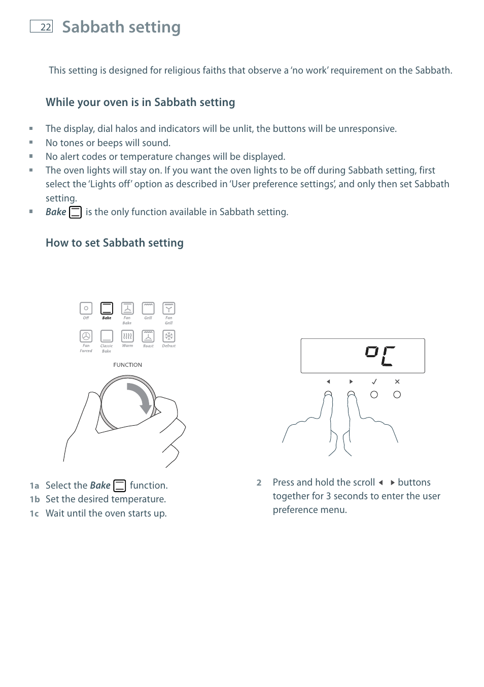 Sabbath setting | Fisher & Paykel OB60S9DE User Manual | Page 24 / 44