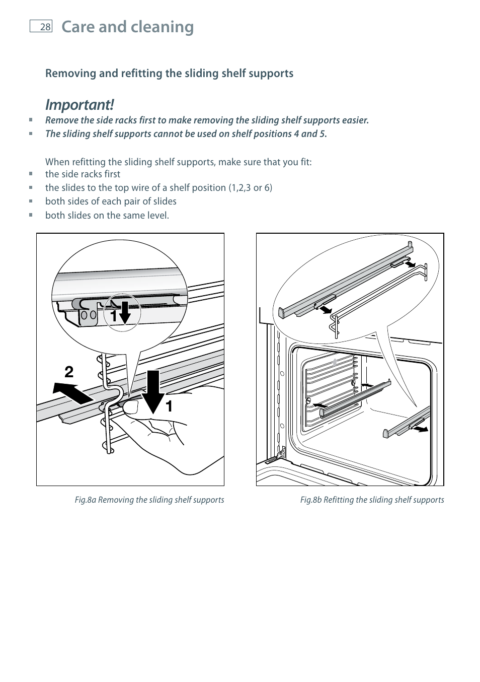 Care and cleaning, Important | Fisher & Paykel OB60S9DE User Manual | Page 30 / 44