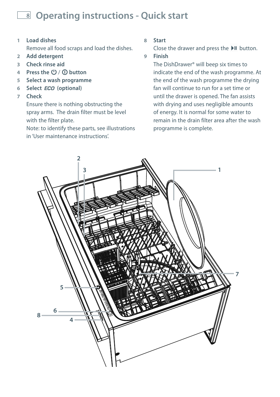 Operating instructions - quick start | Fisher & Paykel DD36 User Manual | Page 10 / 40