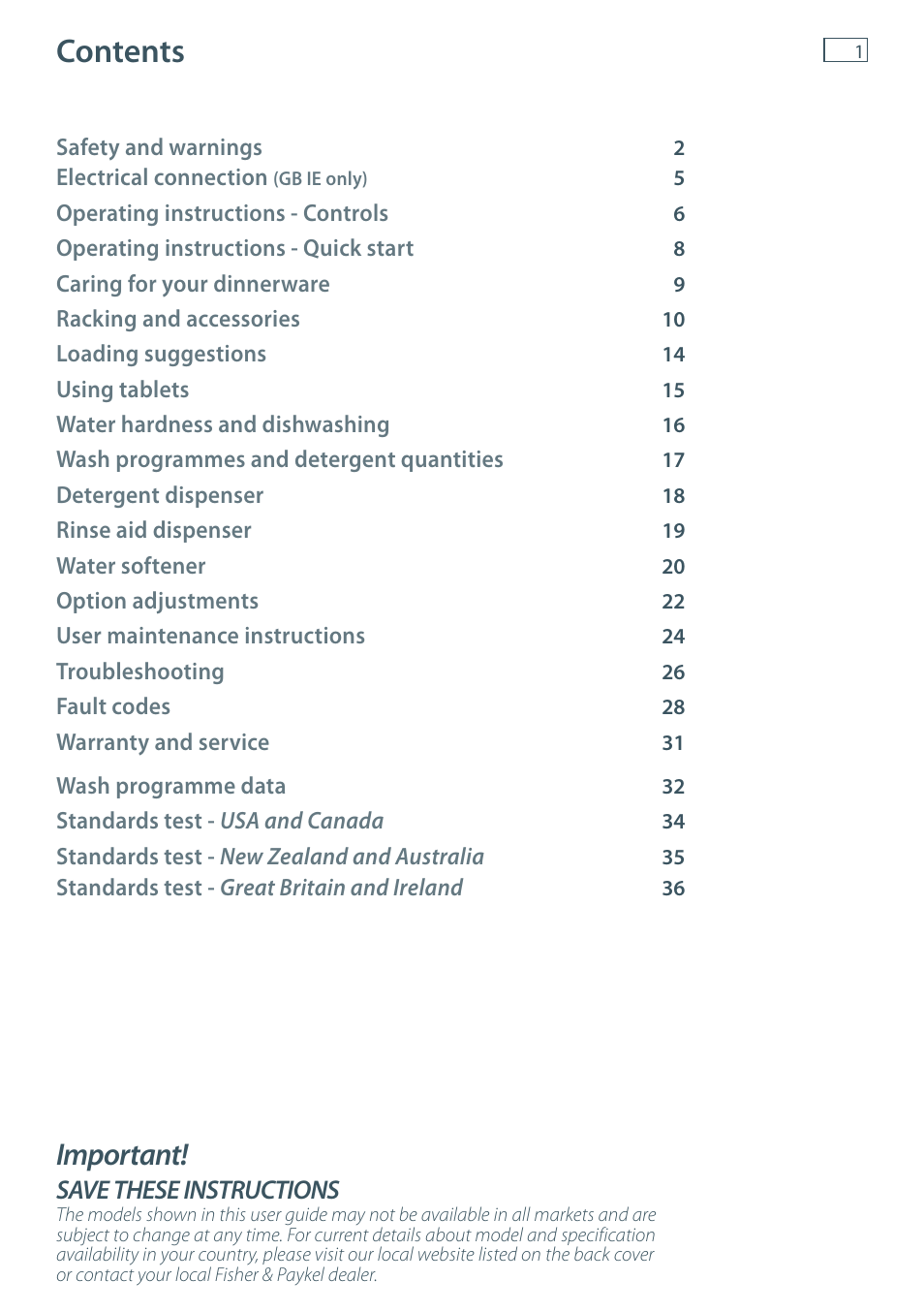 Fisher & Paykel DD36 User Manual | Page 3 / 40
