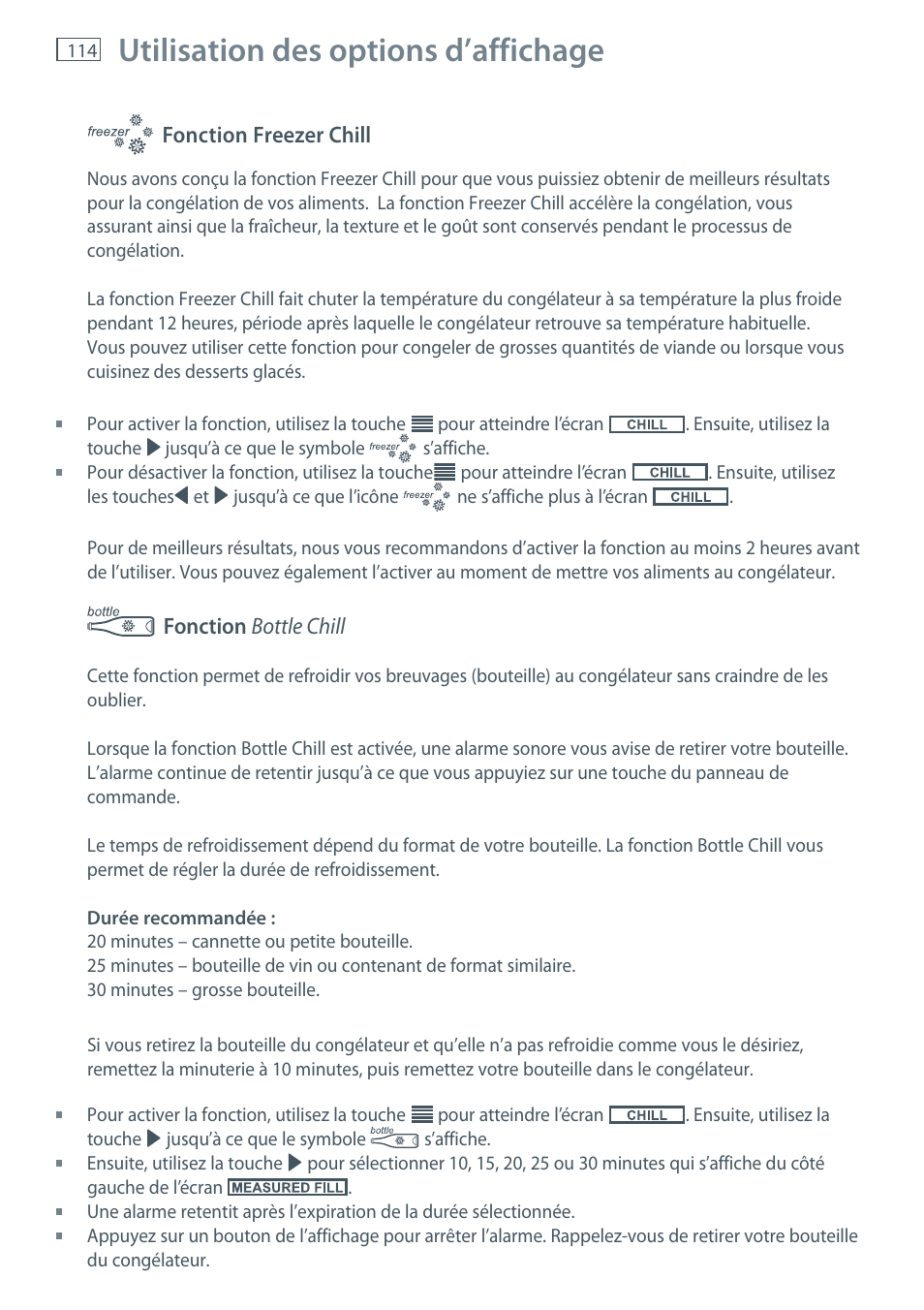 Utilisation des options d’affichage | Fisher & Paykel E522B User Manual | Page 116 / 144