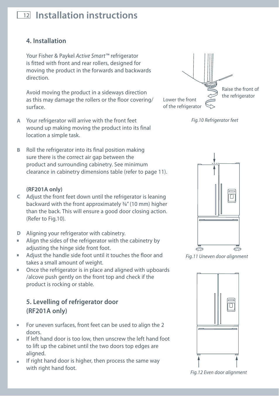 Installation instructions | Fisher & Paykel E522B User Manual | Page 14 / 144