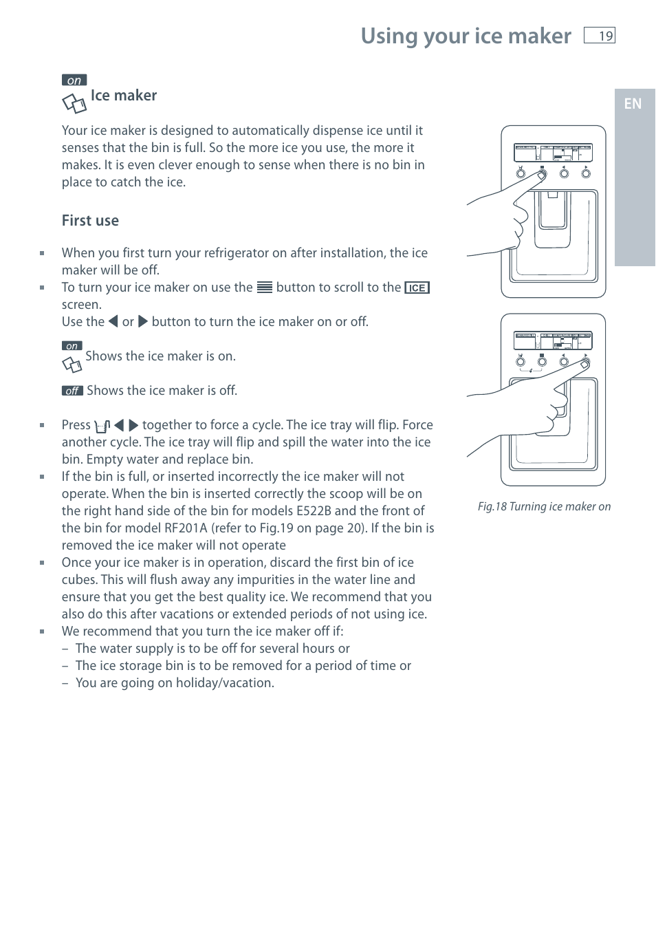 Using your ice maker | Fisher & Paykel E522B User Manual | Page 21 / 144