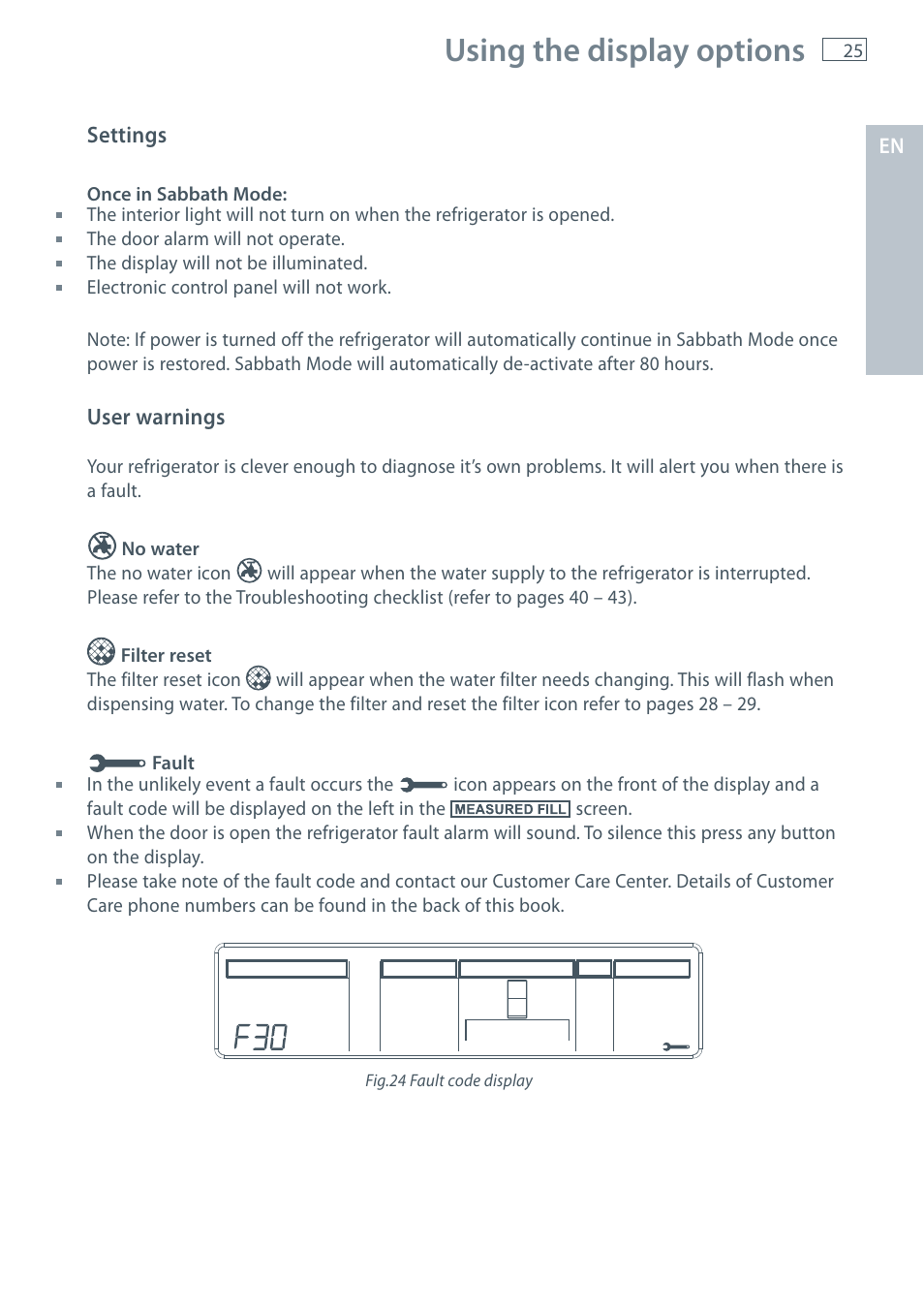 Using the display options | Fisher & Paykel E522B User Manual | Page 27 / 144