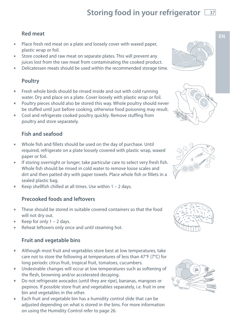 Storing food in your refrigerator | Fisher & Paykel E522B User Manual | Page 39 / 144