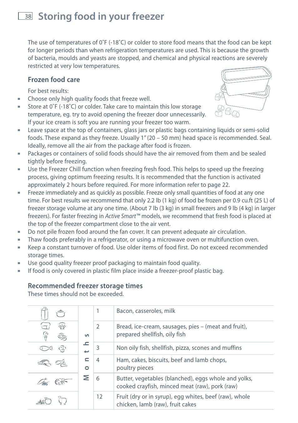 Storing food in your freezer | Fisher & Paykel E522B User Manual | Page 40 / 144