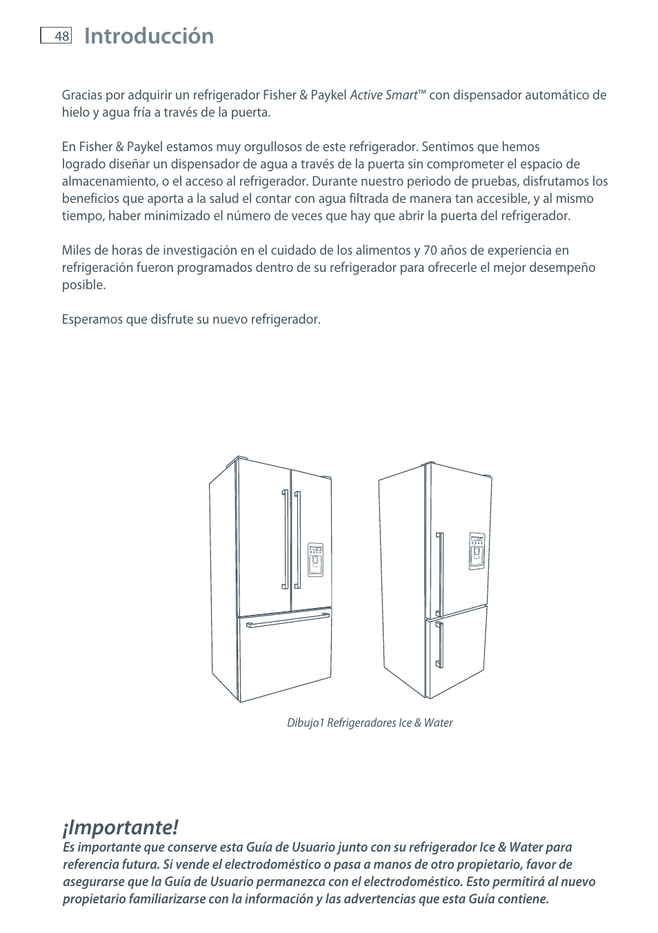 Introducción, Importante | Fisher & Paykel E522B User Manual | Page 50 / 144