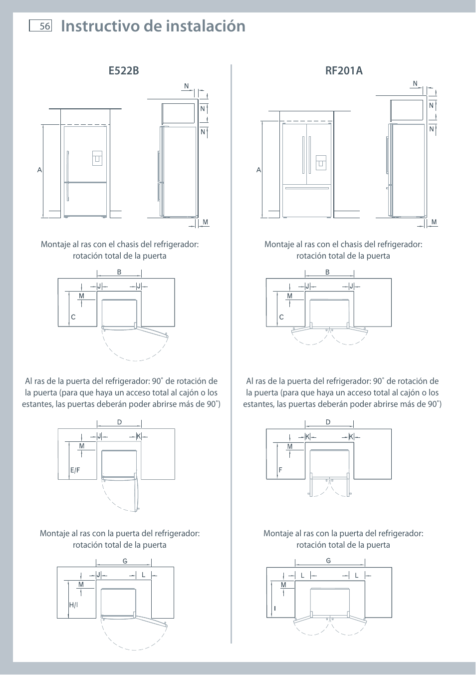 Instructivo de instalación | Fisher & Paykel E522B User Manual | Page 58 / 144