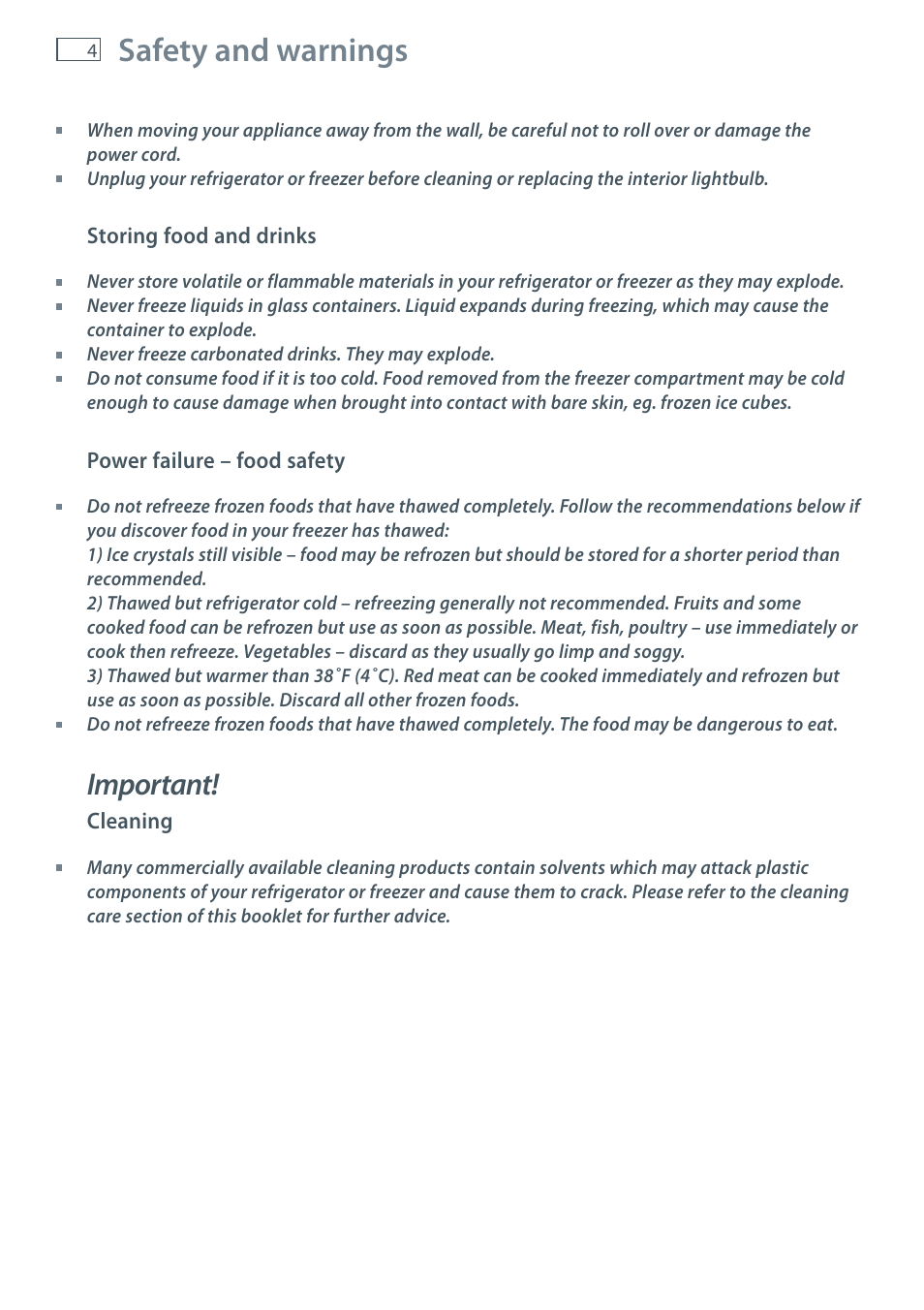 Safety and warnings, Important | Fisher & Paykel E522B User Manual | Page 6 / 144