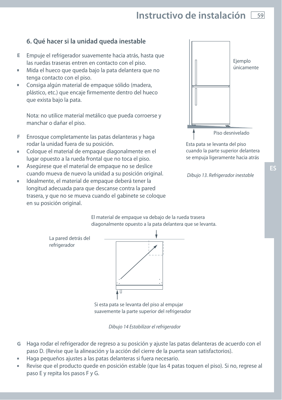 Instructivo de instalación | Fisher & Paykel E522B User Manual | Page 61 / 144