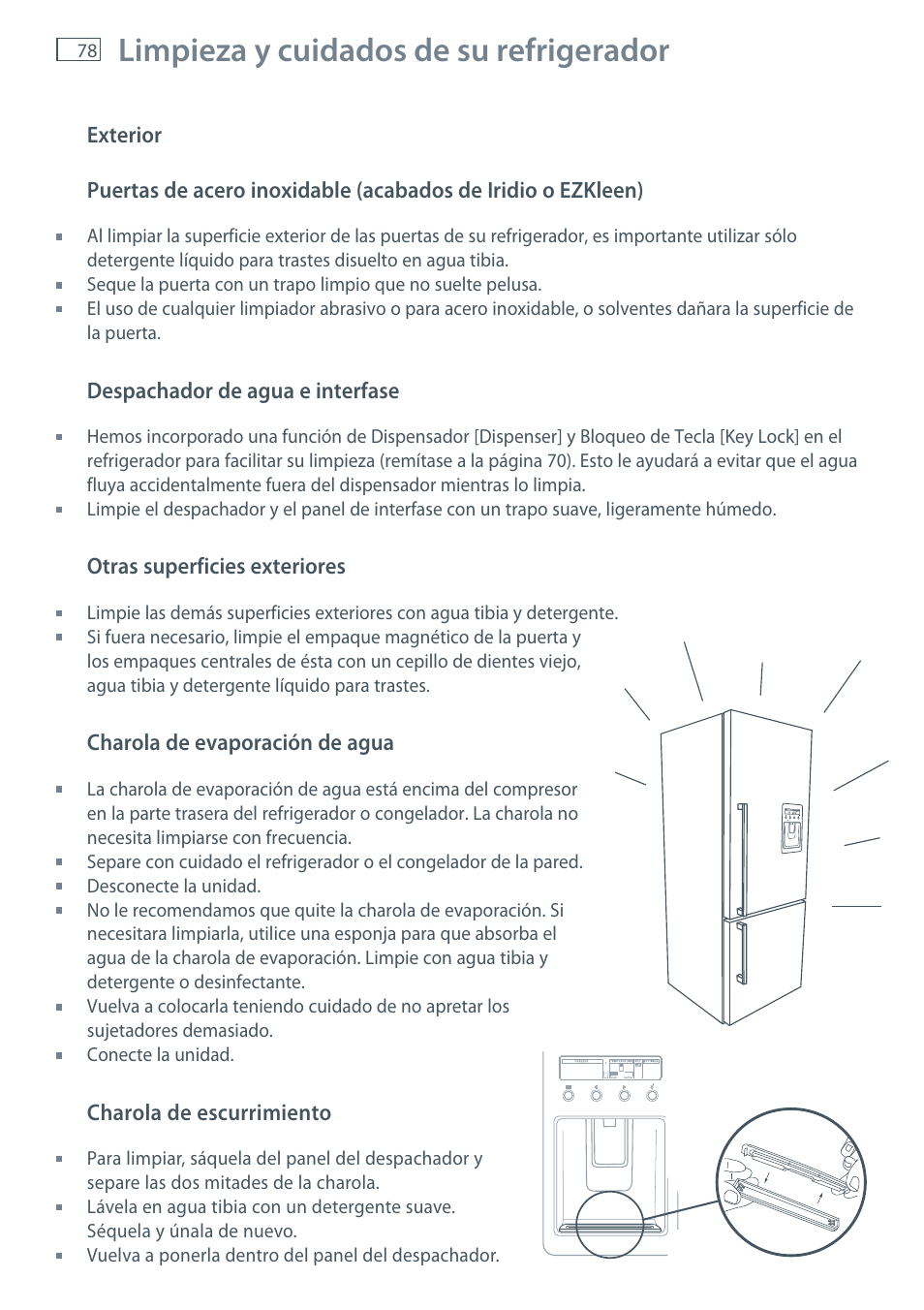 Limpieza y cuidados de su refrigerador | Fisher & Paykel E522B User Manual | Page 80 / 144