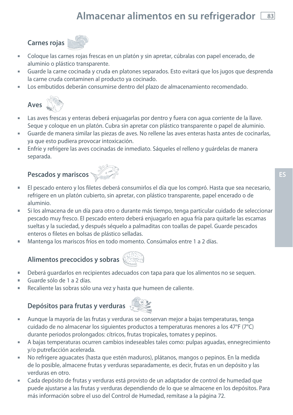 Almacenar alimentos en su refrigerador | Fisher & Paykel E522B User Manual | Page 85 / 144