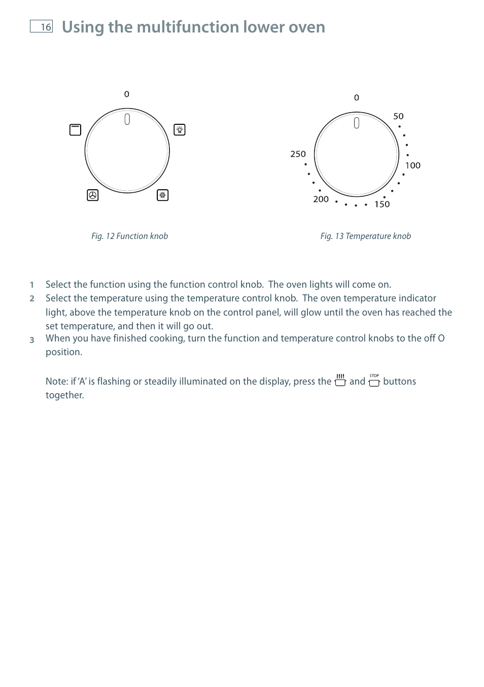 Using the multifunction lower oven | Fisher & Paykel OB60 User Manual | Page 18 / 36