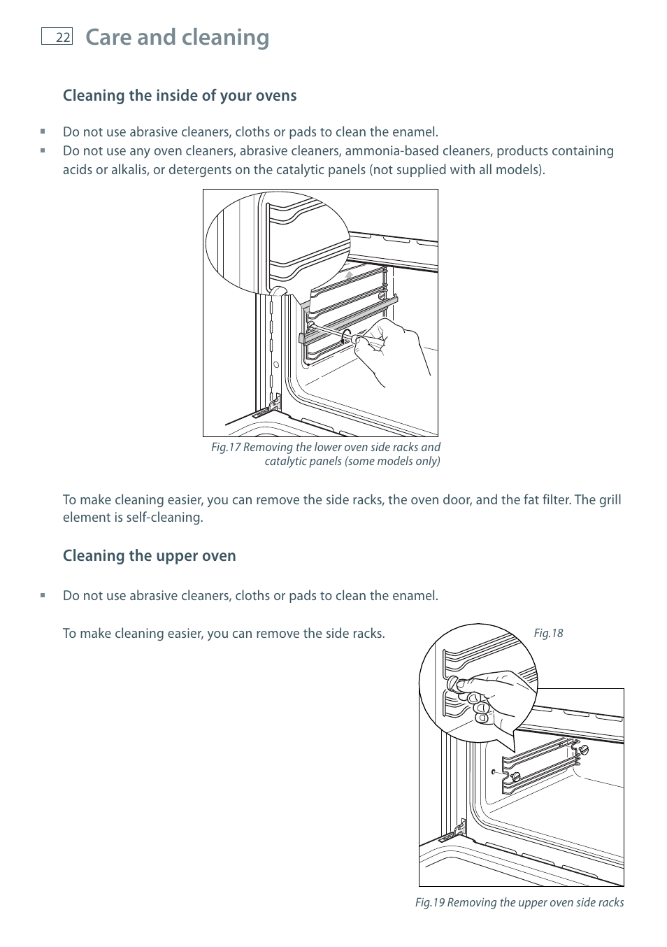 Care and cleaning | Fisher & Paykel OB60 User Manual | Page 24 / 36