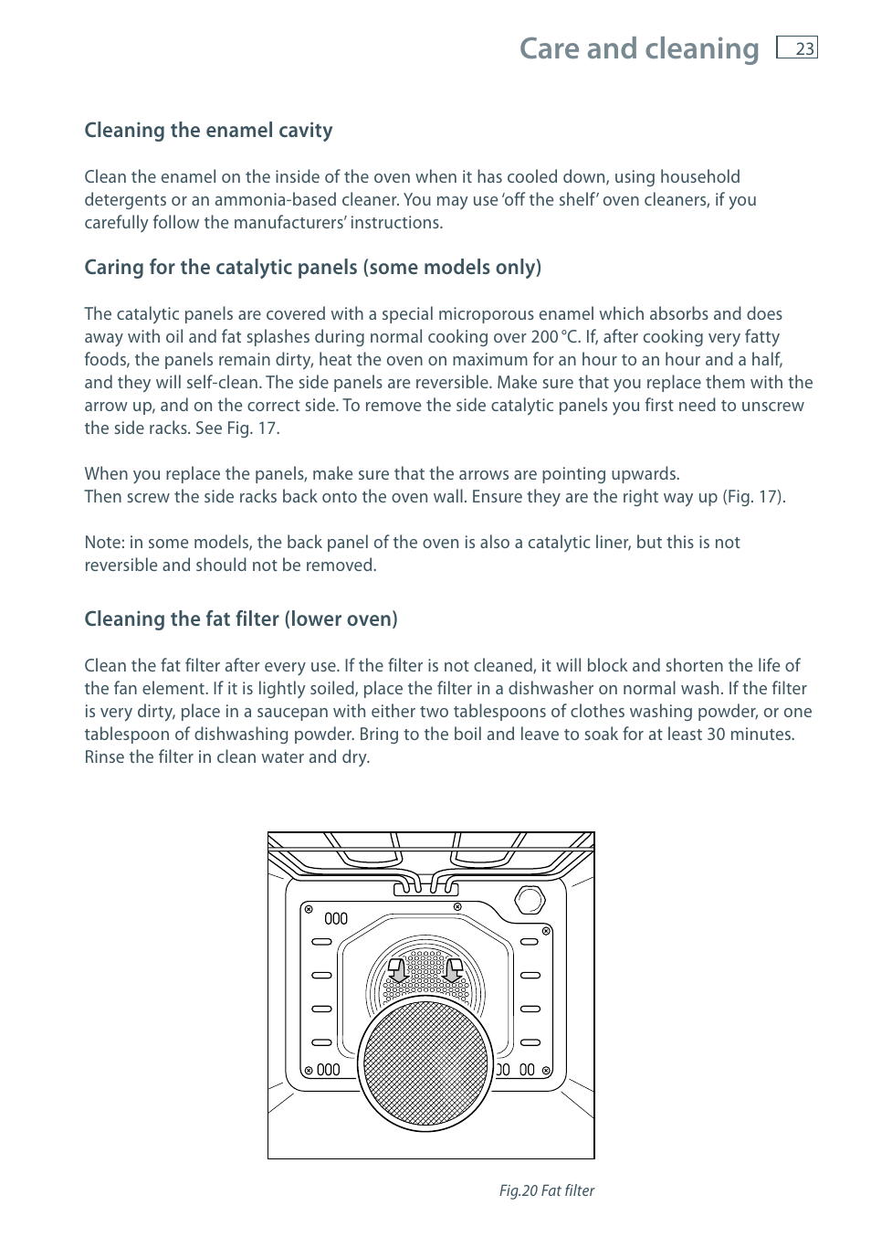 Care and cleaning | Fisher & Paykel OB60 User Manual | Page 25 / 36