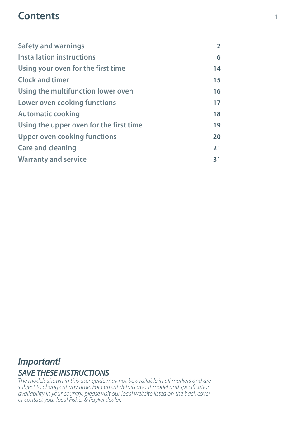 Fisher & Paykel OB60 User Manual | Page 3 / 36