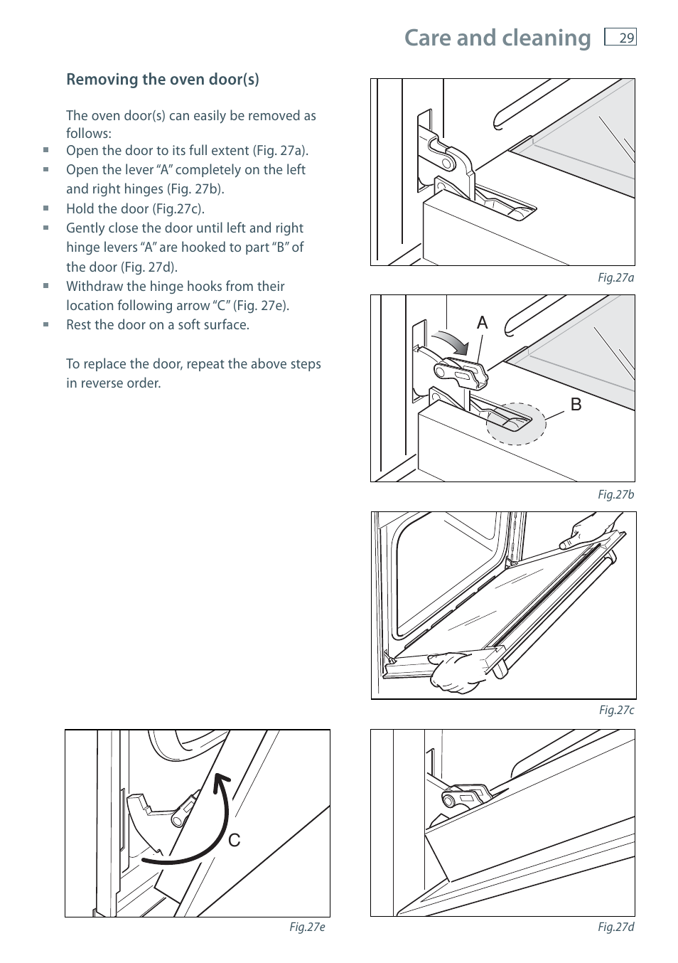 Care and cleaning | Fisher & Paykel OB60 User Manual | Page 31 / 36
