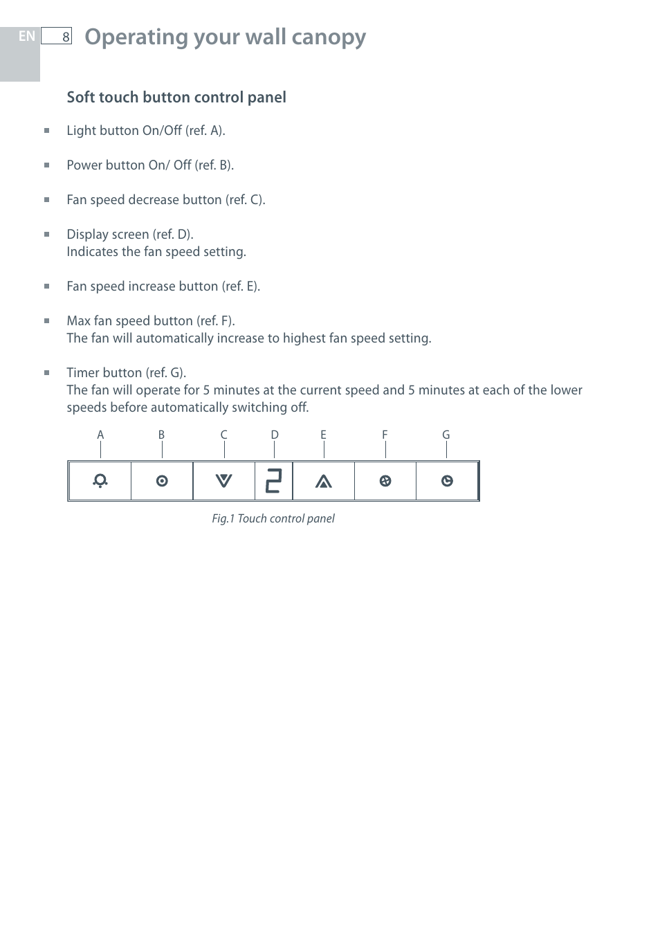 Operating your wall canopy | Fisher & Paykel HC60CGX1 User Manual | Page 10 / 80