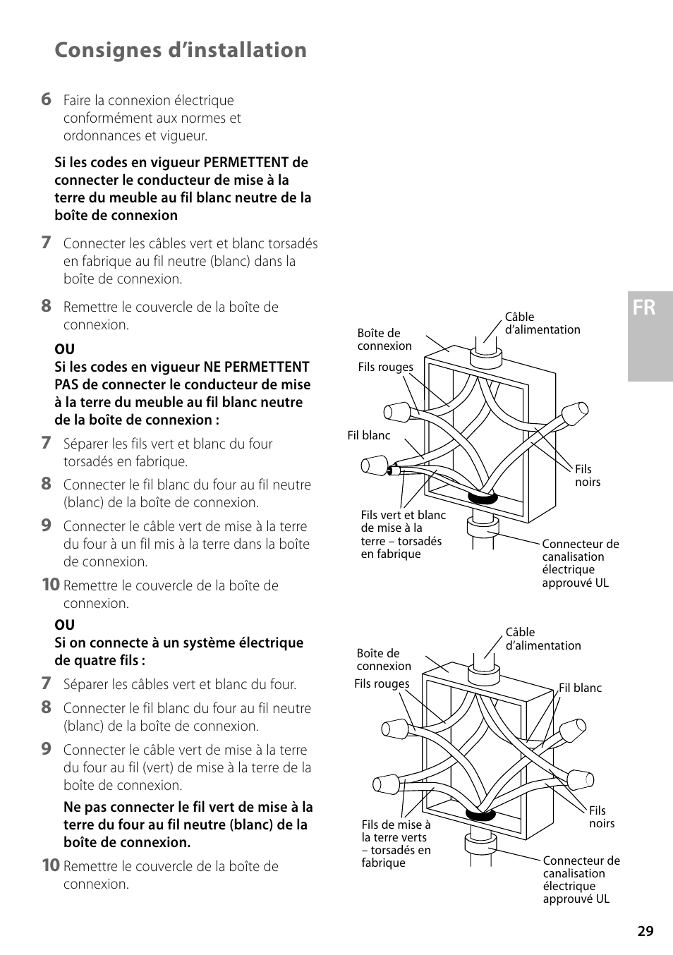 Consignes d’installation | Fisher & Paykel OD302 User Manual | Page 29 / 32