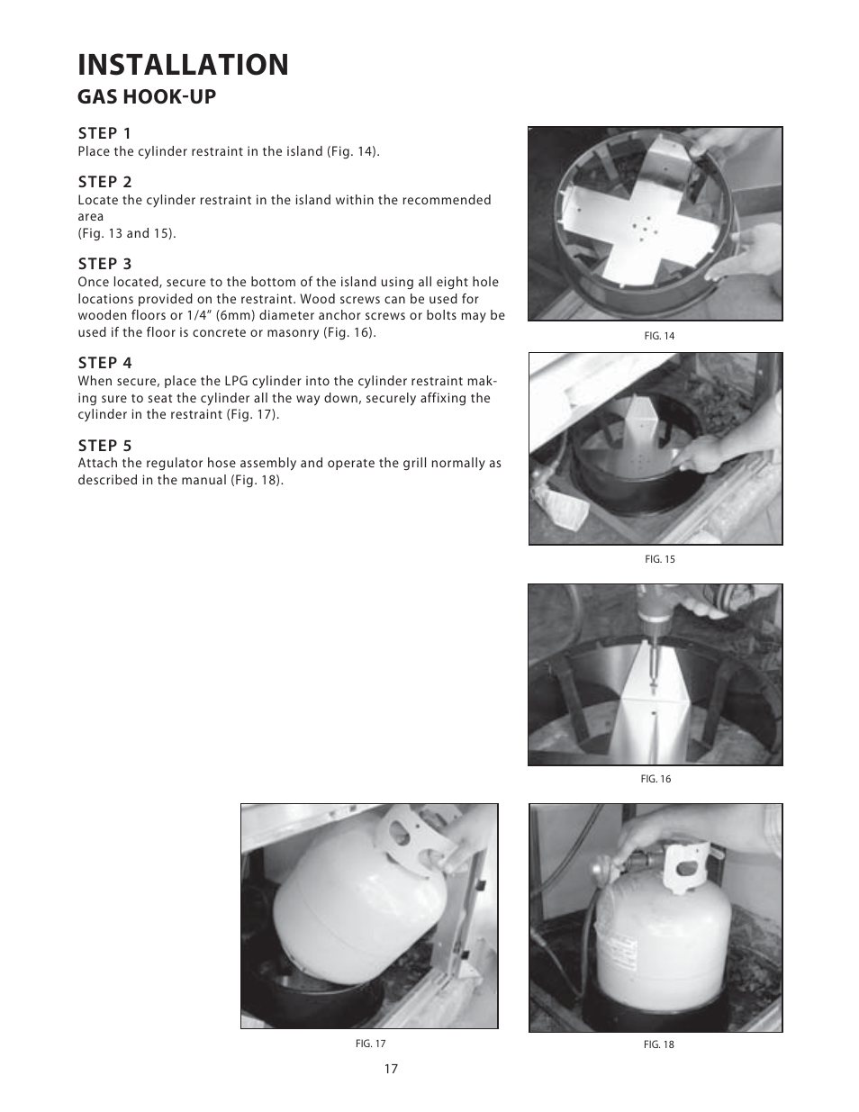 Installation, Gas hook-up | Fisher & Paykel BGB48 User Manual | Page 19 / 48