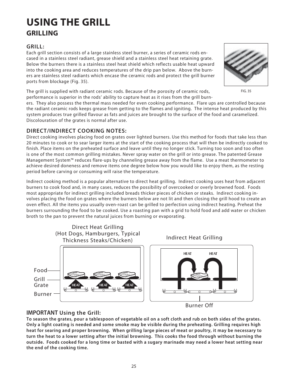 Using the grill, Grilling | Fisher & Paykel BGB48 User Manual | Page 27 / 48