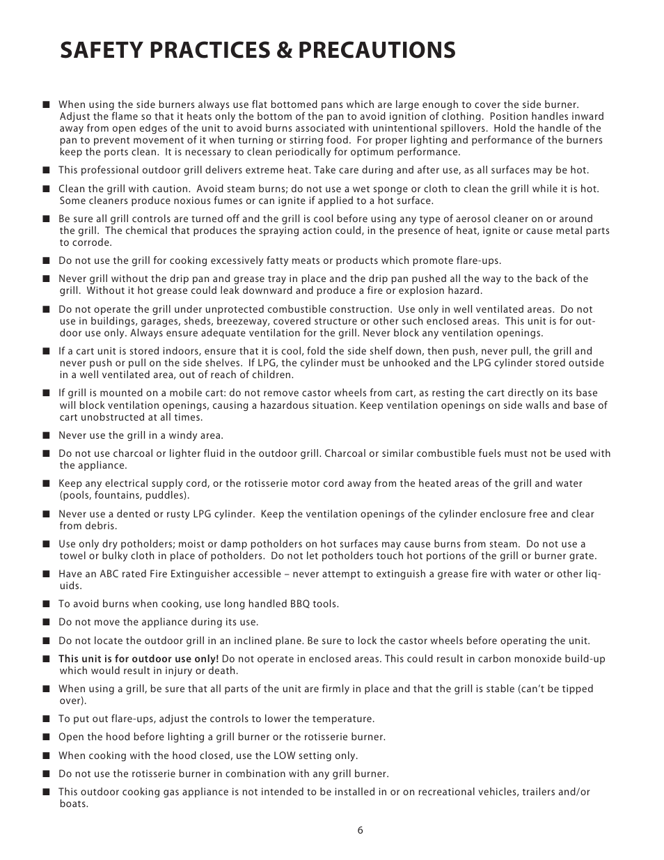 Safety practices & precautions | Fisher & Paykel BGB48 User Manual | Page 8 / 48