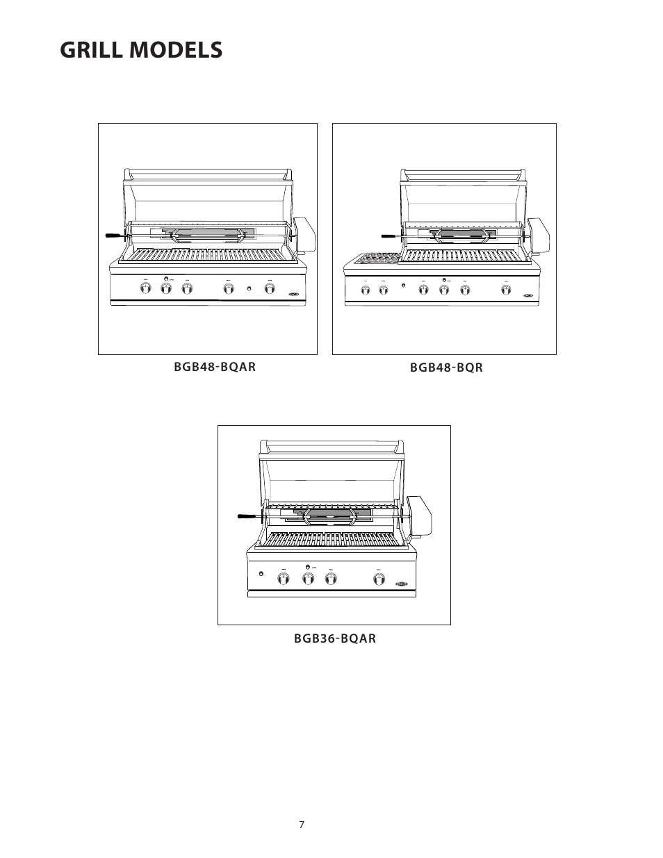Grill models | Fisher & Paykel BGB48 User Manual | Page 9 / 48