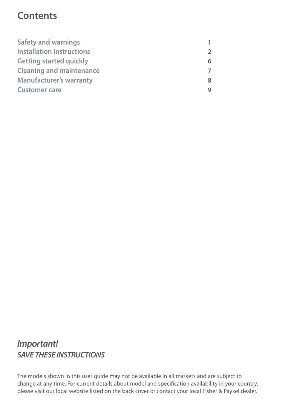 Fisher & Paykel HS60CSW1 User Manual | Page 2 / 12