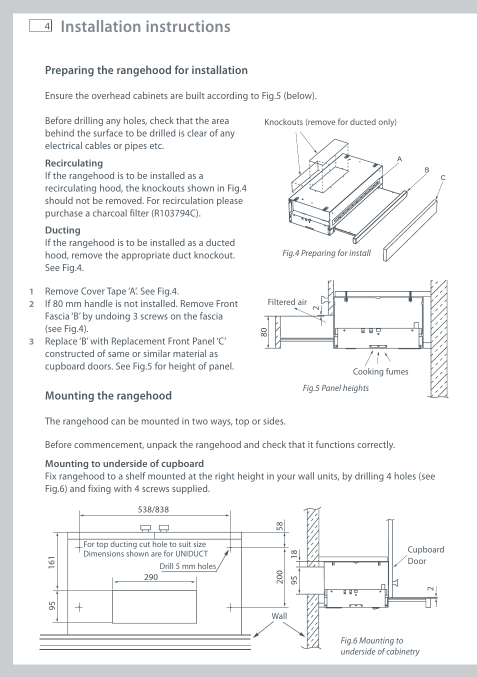 Installation instructions | Fisher & Paykel HS60CSW1 User Manual | Page 6 / 12