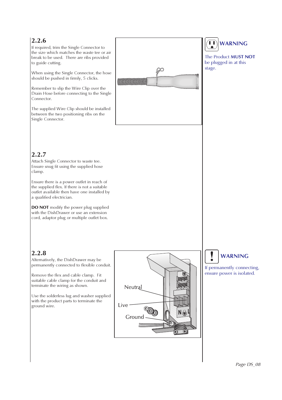 Warning | Fisher & Paykel DS602I User Manual | Page 9 / 20