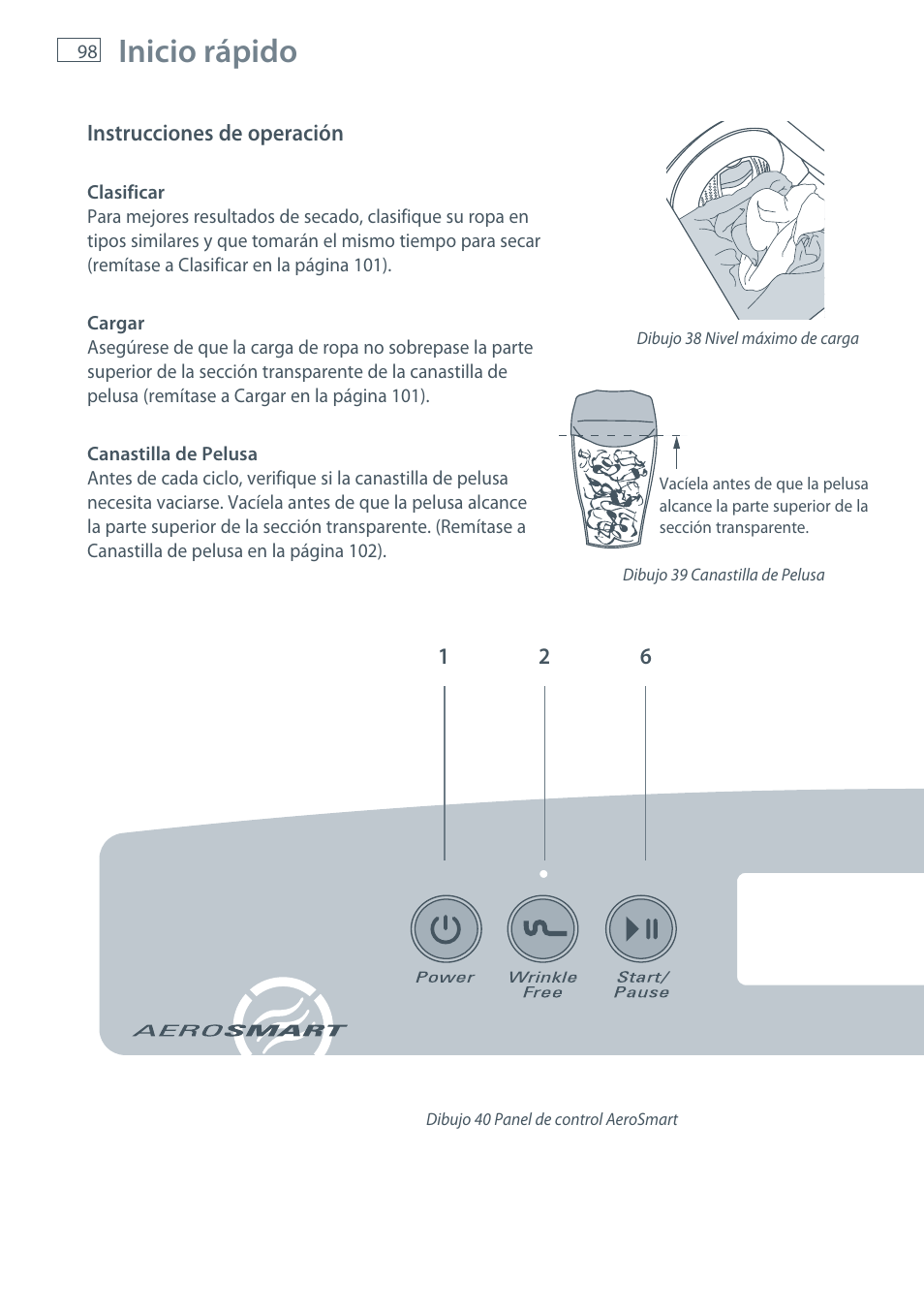 Inicio rápido | Fisher & Paykel AeroSmart DG62T27C User Manual | Page 100 / 124