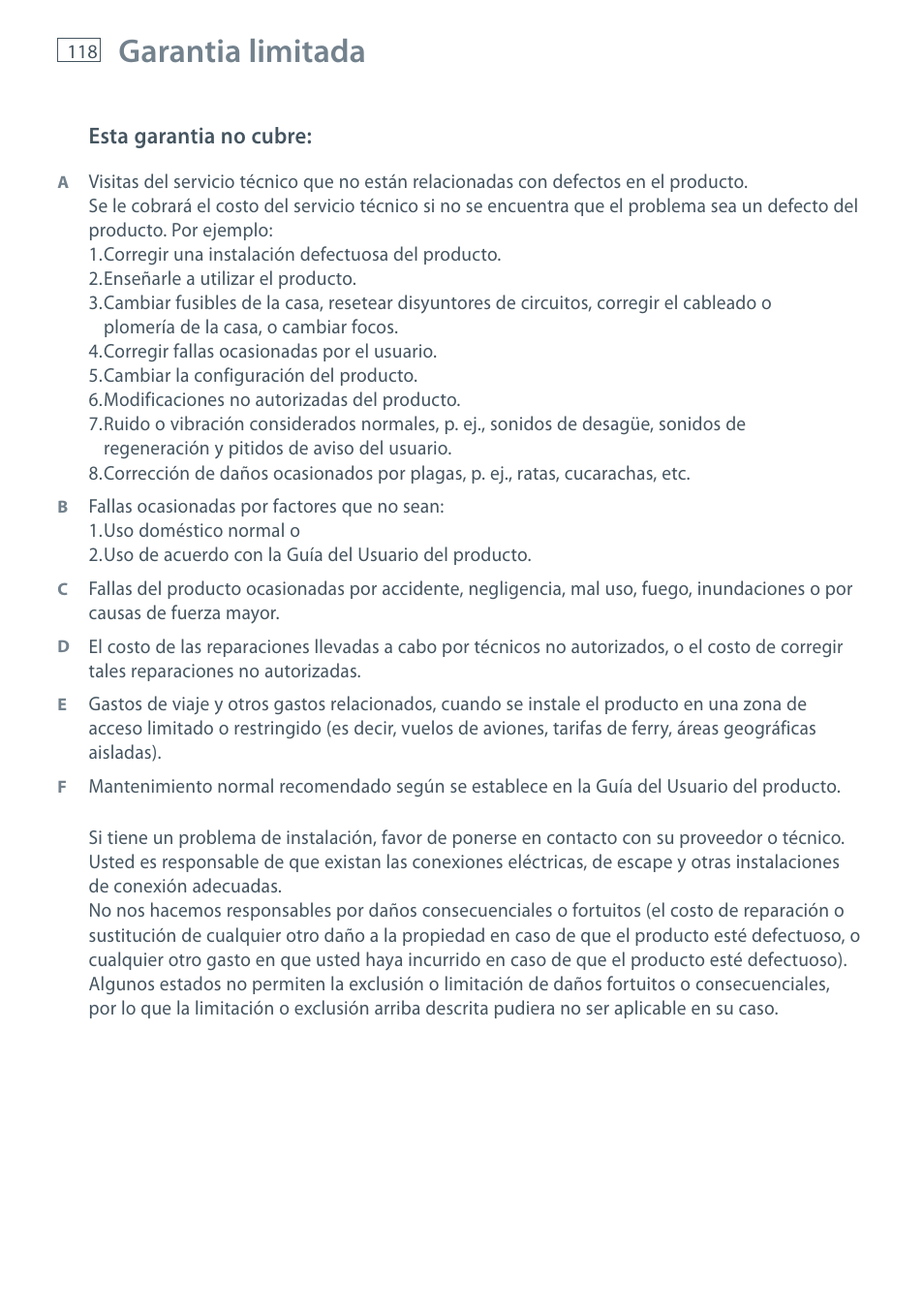 Garantia limitada | Fisher & Paykel AeroSmart DG62T27C User Manual | Page 120 / 124