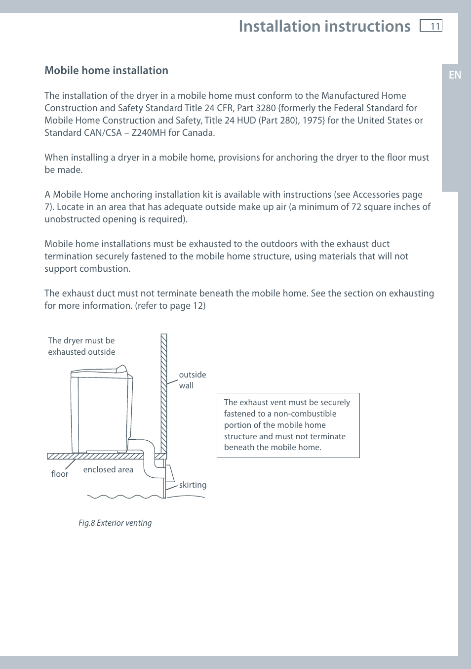 Installation instructions | Fisher & Paykel AeroSmart DG62T27C User Manual | Page 13 / 124