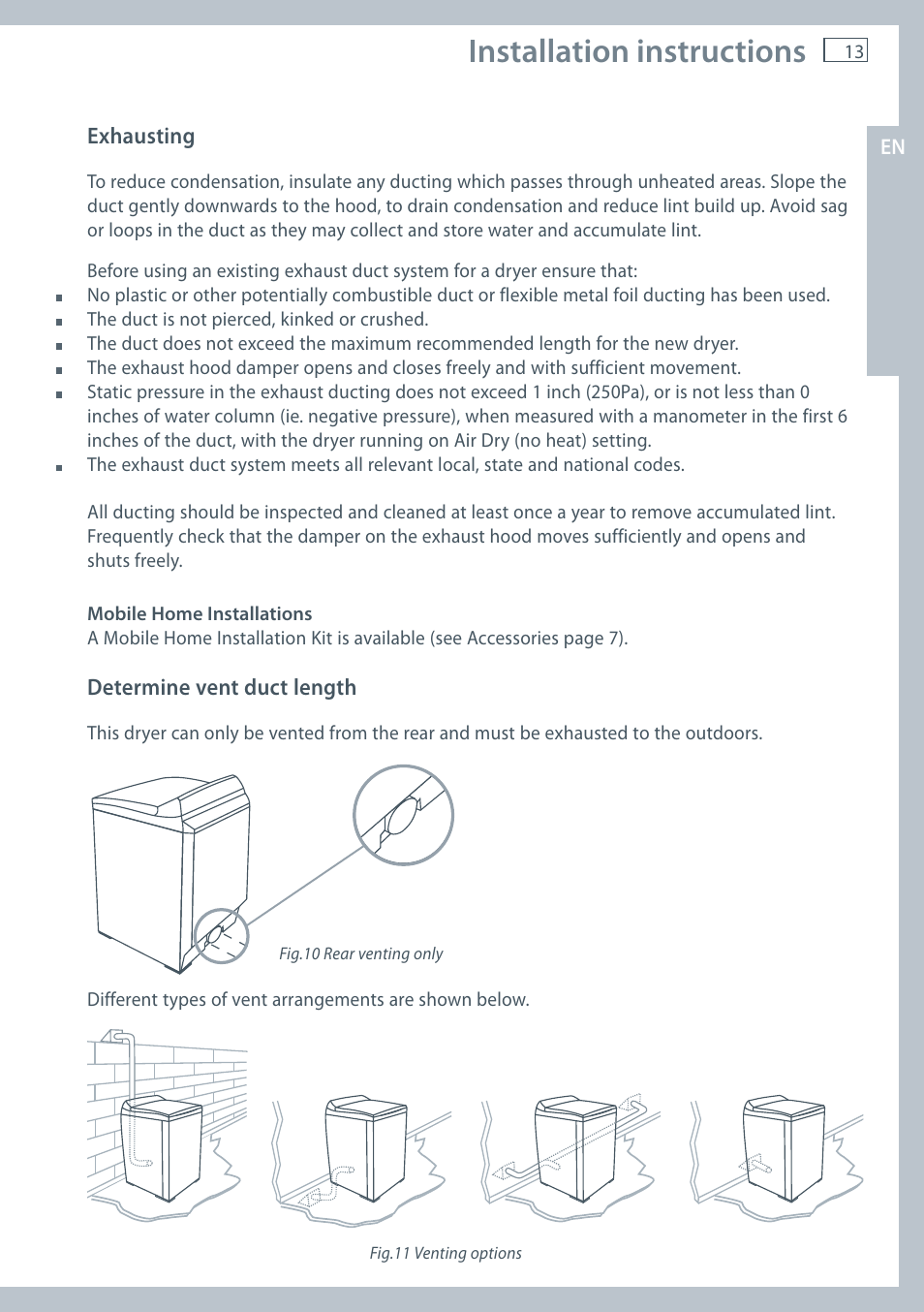 Installation instructions | Fisher & Paykel AeroSmart DG62T27C User Manual | Page 15 / 124