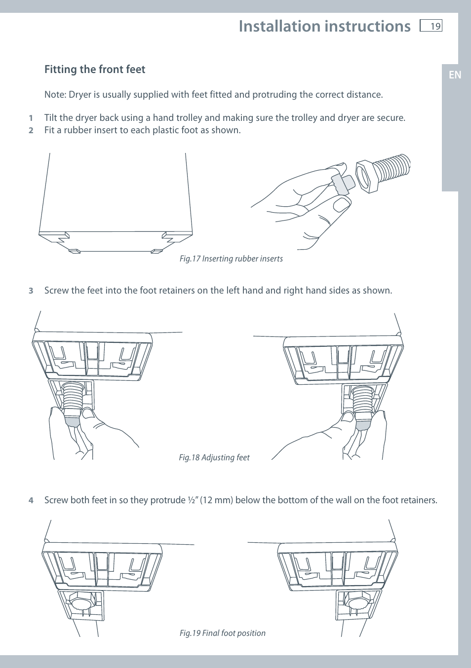 Installation instructions | Fisher & Paykel AeroSmart DG62T27C User Manual | Page 21 / 124