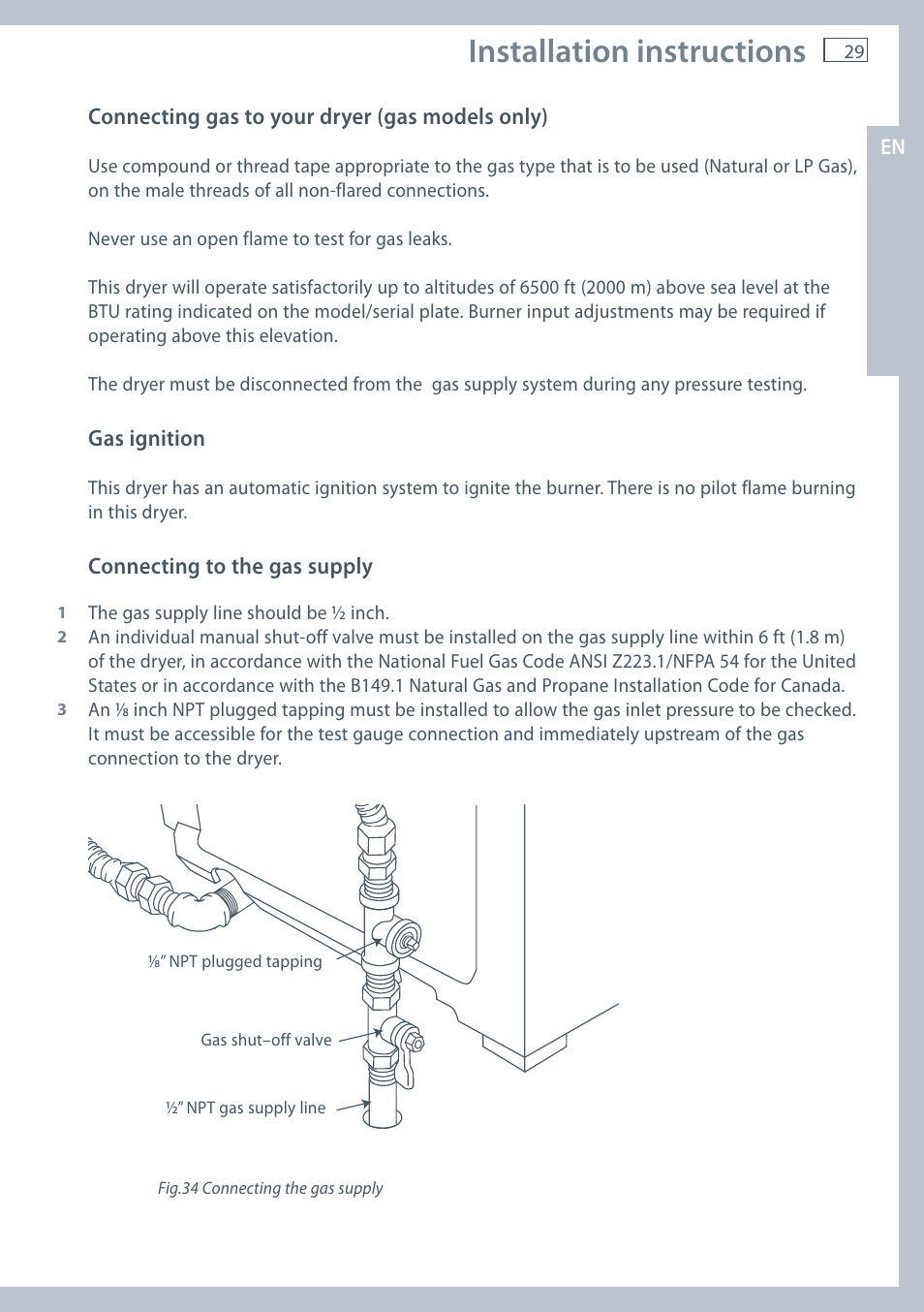 Installation instructions | Fisher & Paykel AeroSmart DG62T27C User Manual | Page 31 / 124