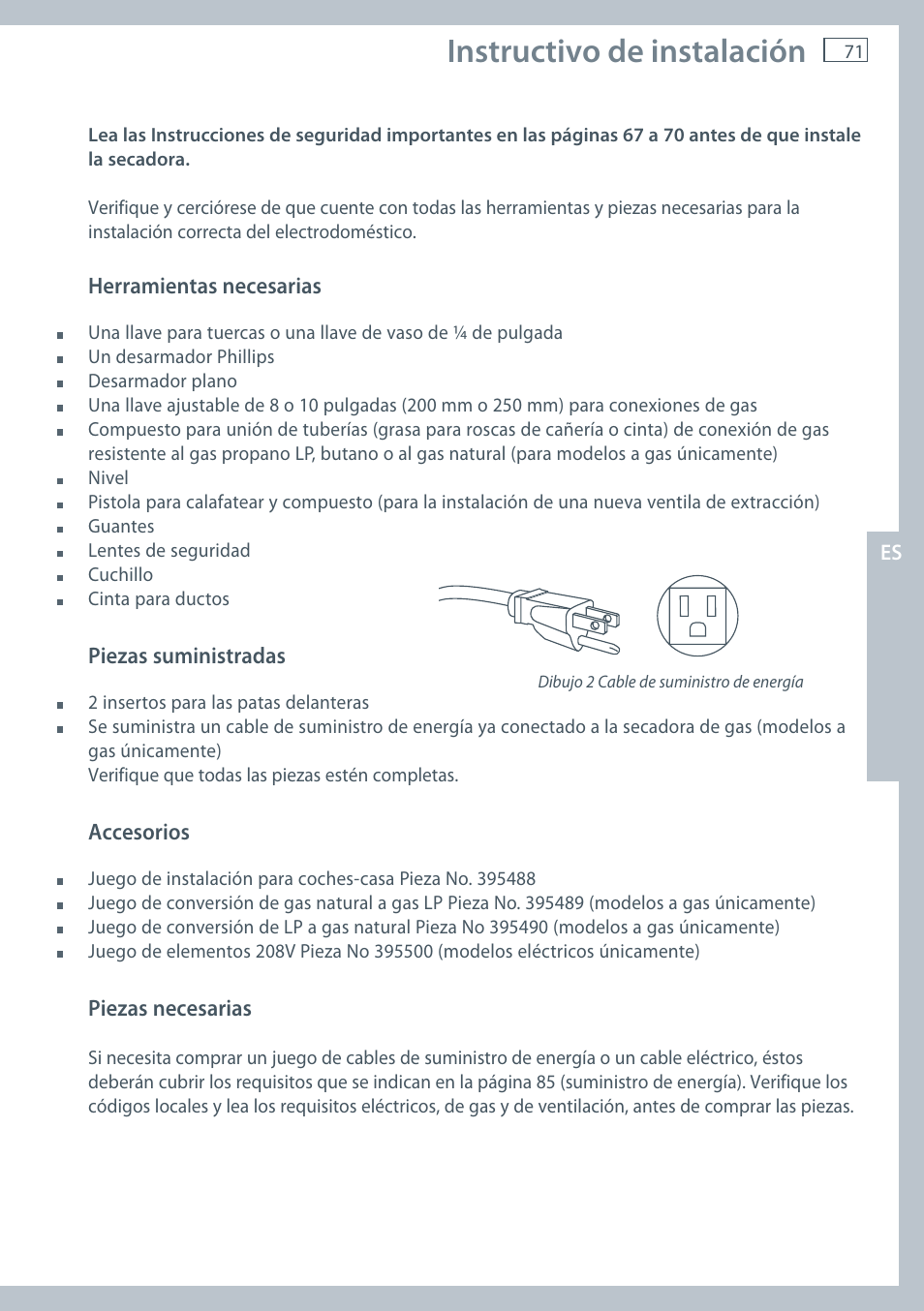 Instructivo de instalación | Fisher & Paykel AeroSmart DG62T27C User Manual | Page 73 / 124