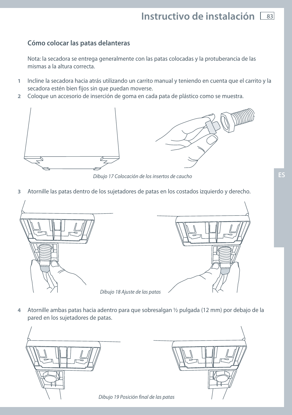 Instructivo de instalación | Fisher & Paykel AeroSmart DG62T27C User Manual | Page 85 / 124