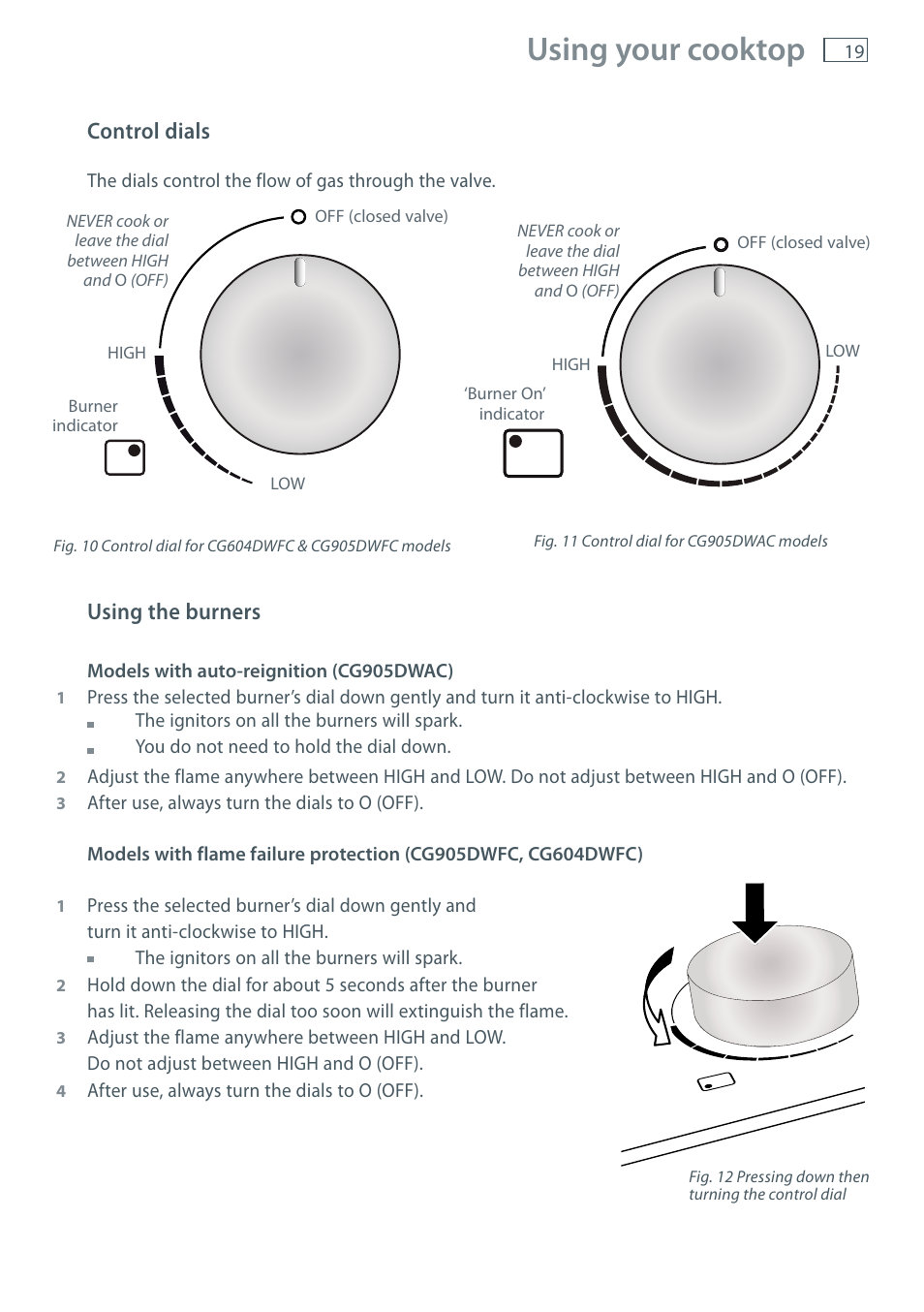 Using your cooktop | Fisher & Paykel CG905 User Manual | Page 21 / 36