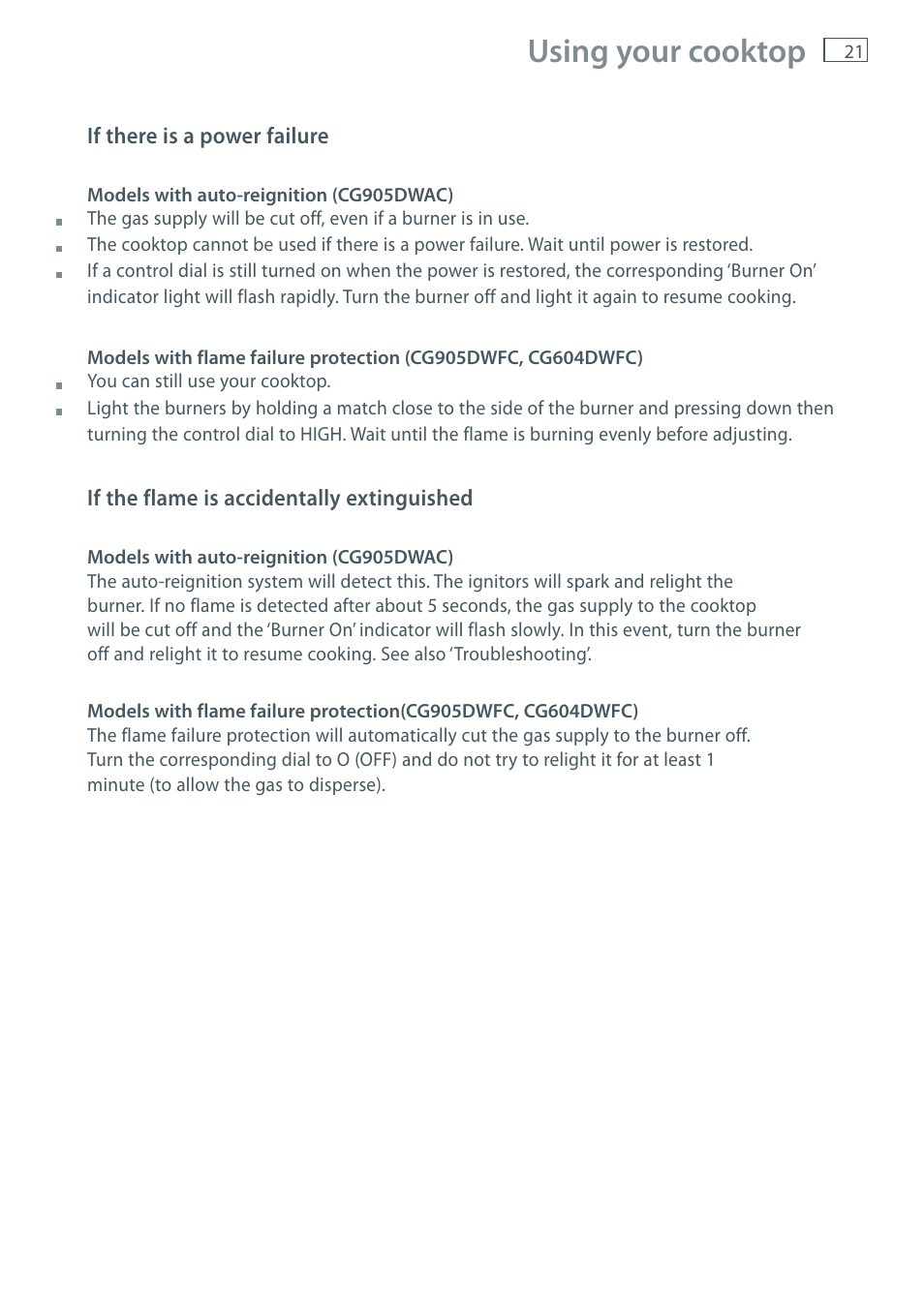 Using your cooktop | Fisher & Paykel CG905 User Manual | Page 23 / 36