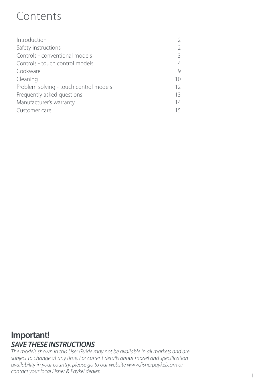 Fisher & Paykel CT280 User Manual | Page 3 / 20