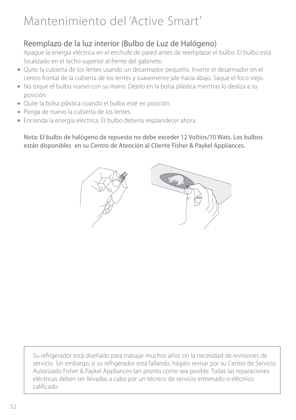 Mantenimiento del ‘active smart | Fisher & Paykel ActiveSmart User Manual | Page 32 / 64