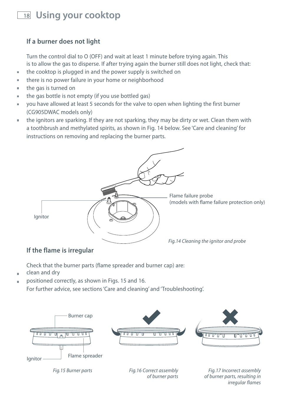 Using your cooktop | Fisher & Paykel CG905 User Manual | Page 20 / 36