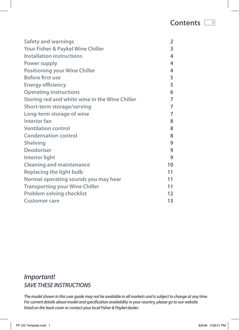 Fisher & Paykel RF51RCWX1 User Manual | Page 3 / 16