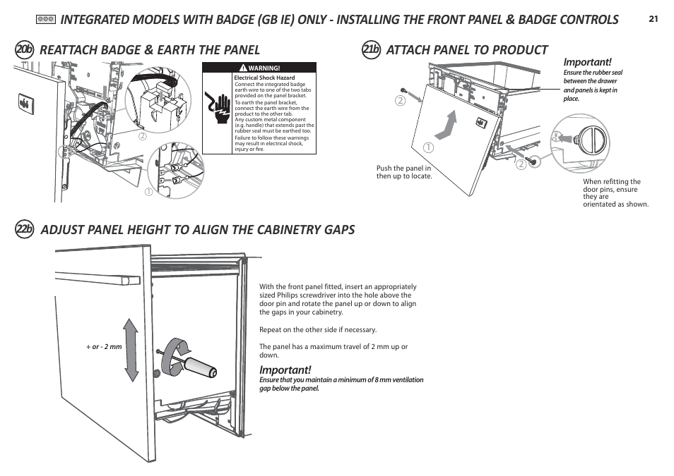 Important | Fisher & Paykel DD60S 7 User Manual | Page 21 / 23