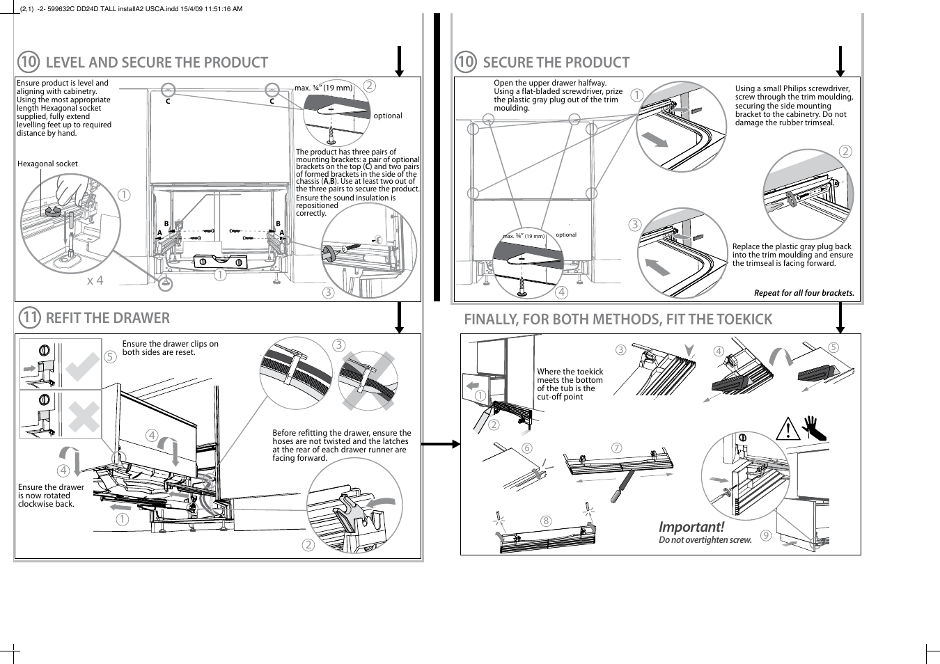 Important | Fisher & Paykel DD24DT User Manual | Page 7 / 9