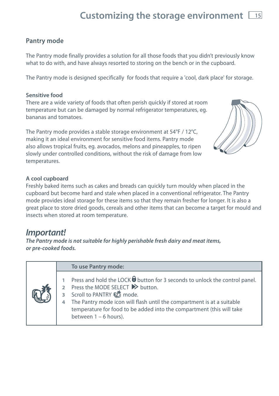 Customizing the storage environment, Important | Fisher & Paykel CoolDrawer RB36S User Manual | Page 17 / 56