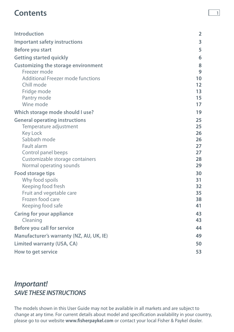 Fisher & Paykel CoolDrawer RB36S User Manual | Page 3 / 56