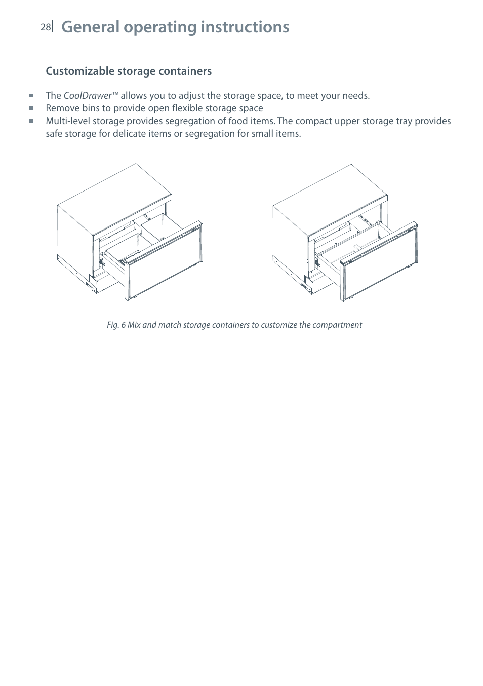 General operating instructions | Fisher & Paykel CoolDrawer RB36S User Manual | Page 30 / 56