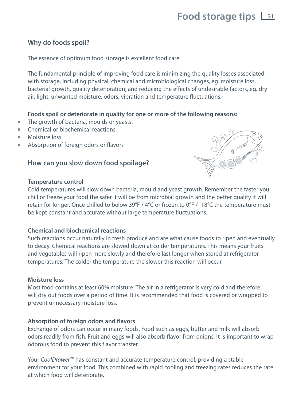 Food storage tips | Fisher & Paykel CoolDrawer RB36S User Manual | Page 33 / 56